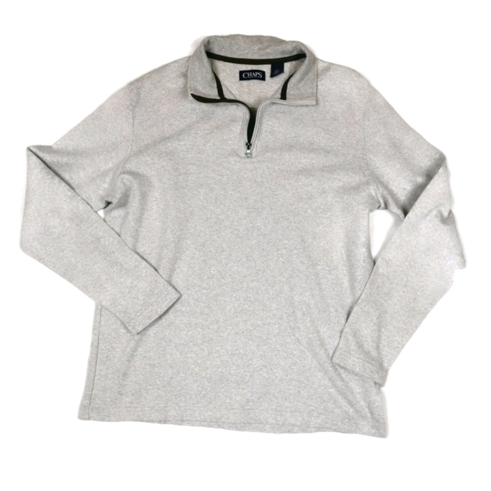 Chaps Lightweight Sweatshirt Zip Neck Cotton